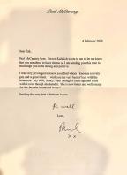 Letter to Zak from Paul McCartney